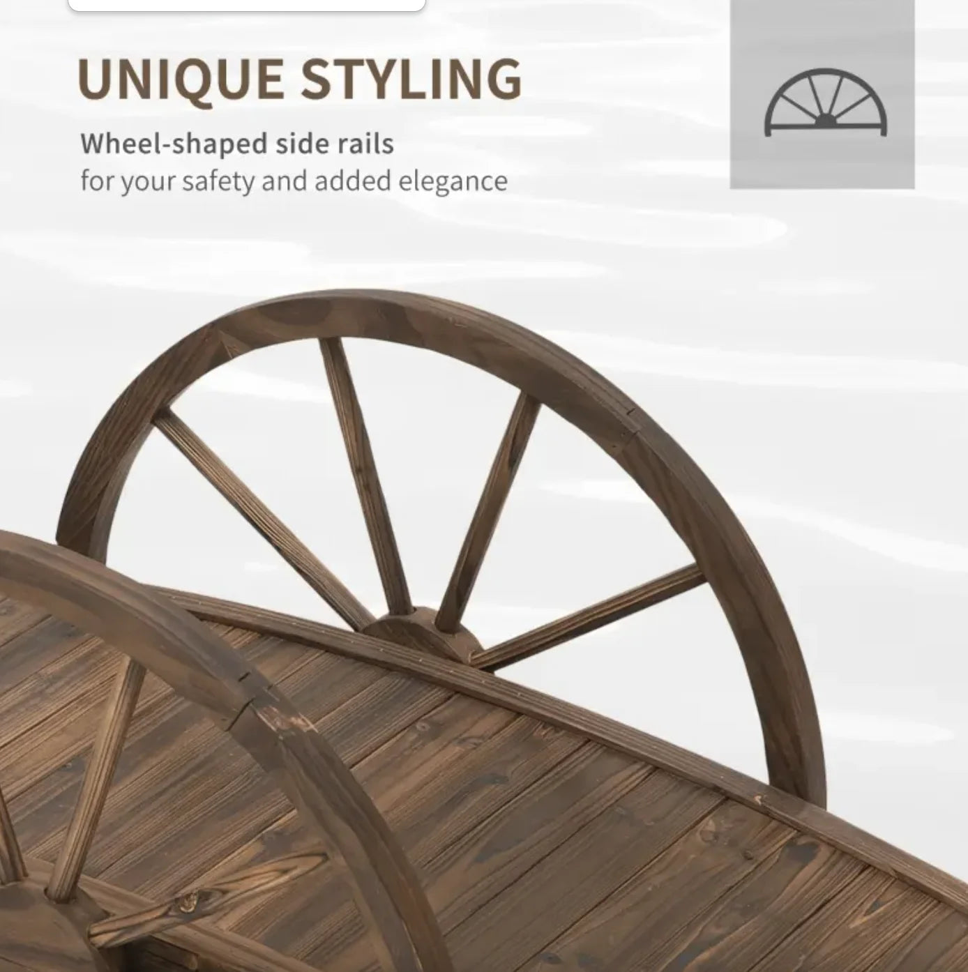 Wooden Garden Bridge Arc Stained Finish