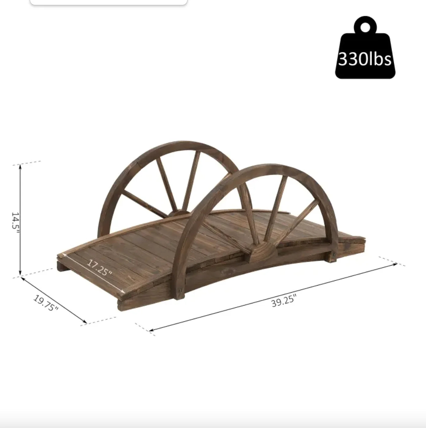 Wooden Garden Bridge Arc Stained Finish