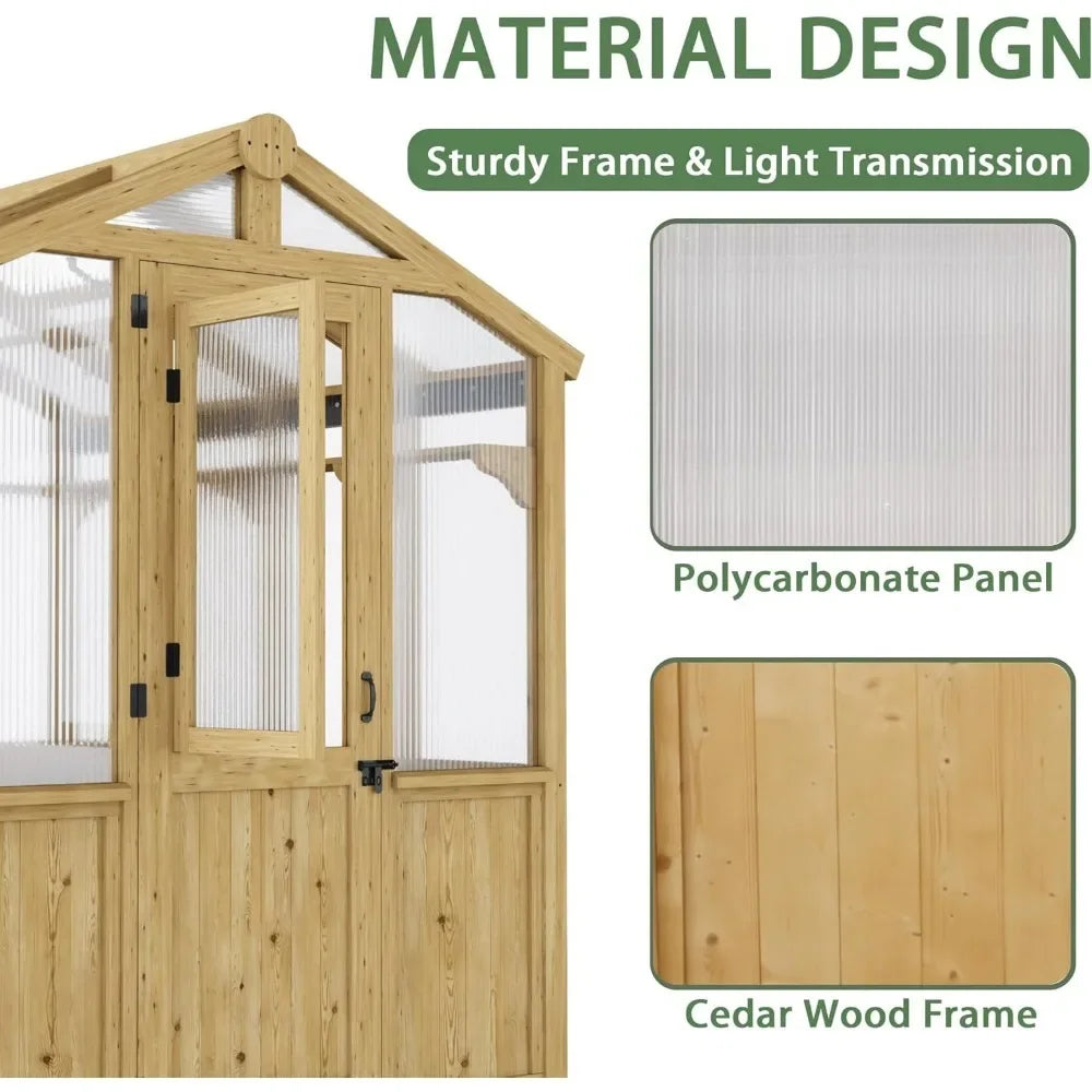 6.8x7.8 FT Greenhouse with Multi Vent Windows, Lockable Door