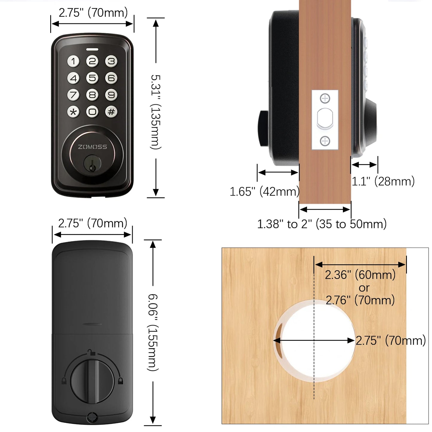 Smart Keypad Door Lock, Digital Code Keyless Entry