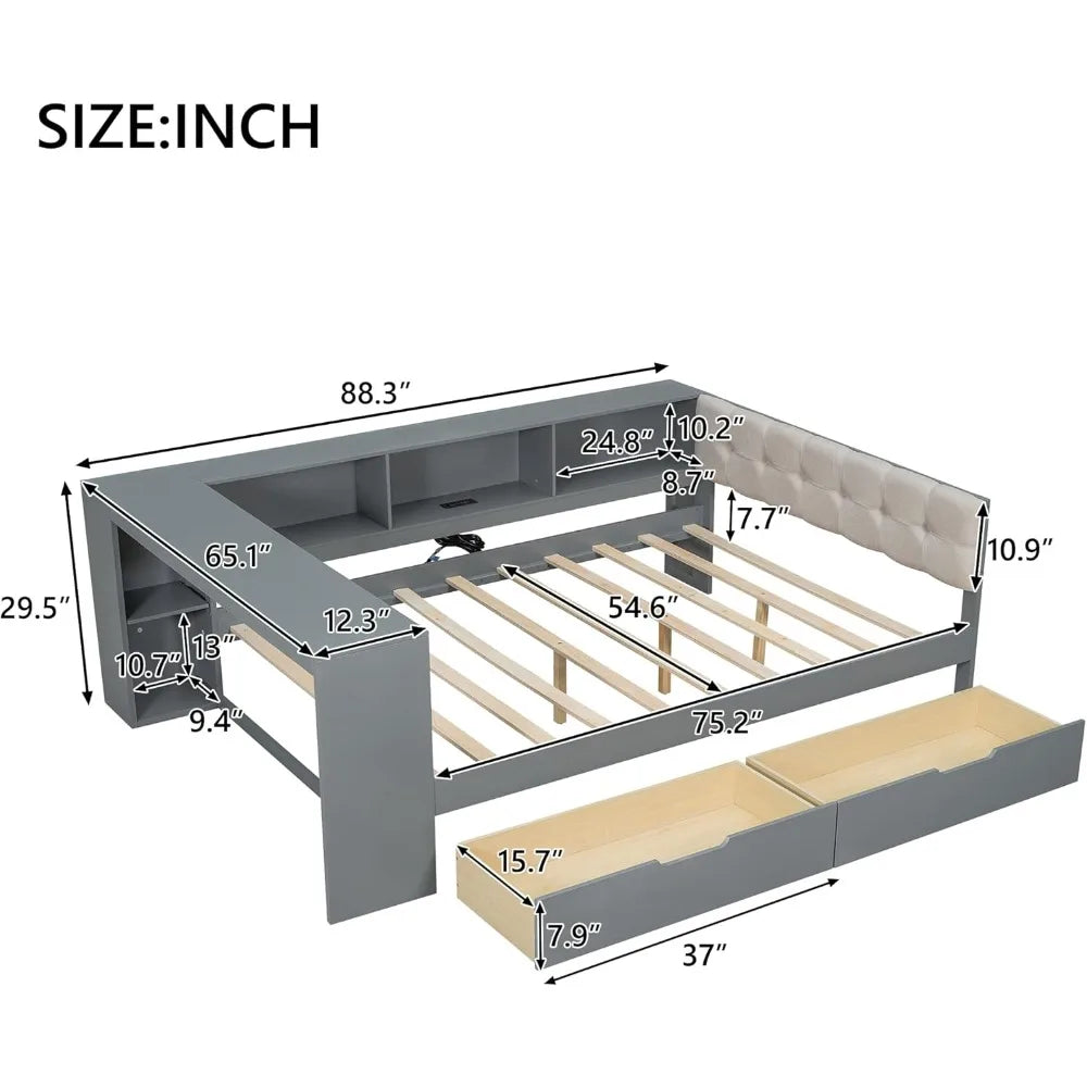 Full Size Daybed, Desk, Bookcase