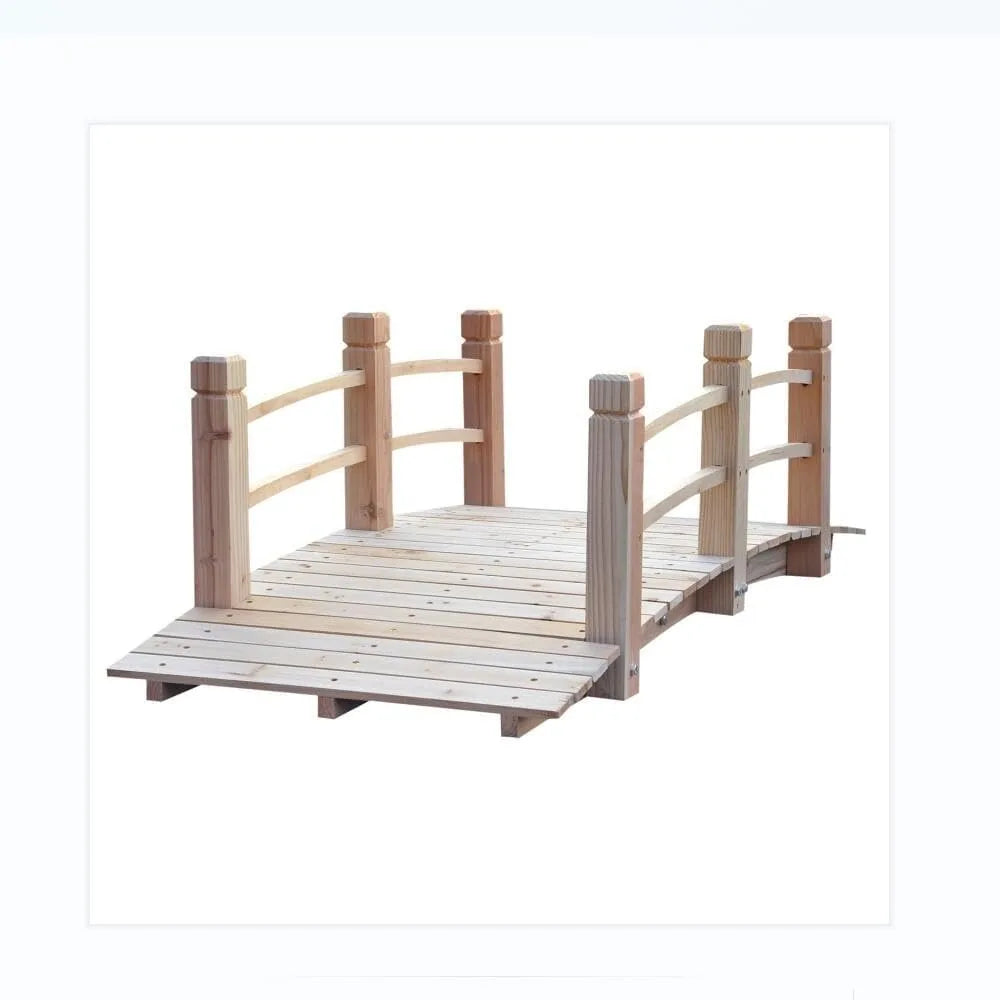Garden Bridge 5 FT, with Double Safety Railings, Classic Arc Footbridge