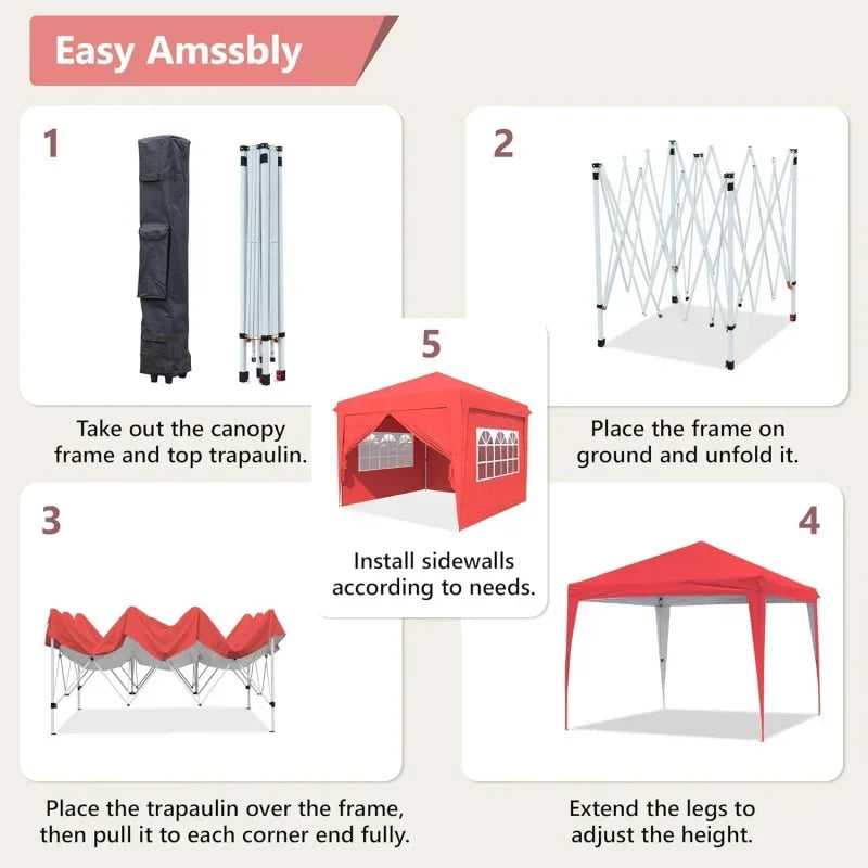 Easy Up 10X10 Gazebo with 4 Removable Sidewalls & 2 Windows.