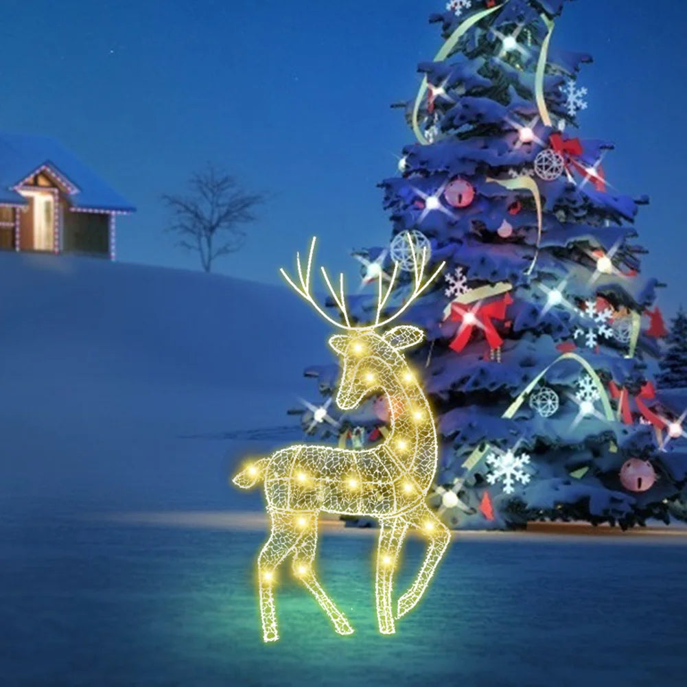 Reindeer Ornaments Battery Powered Iron Art Reindeer Yard Ornament