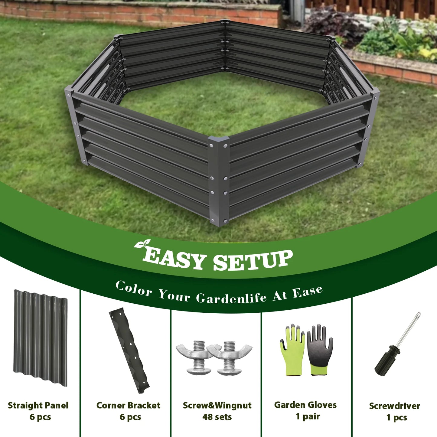 Hexagon Galvanized Raised Garden Bed Anti-Rust