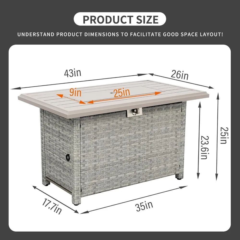 Outdoor Propane Fire Pit, with Glass Wind Guard, Fire Glass,