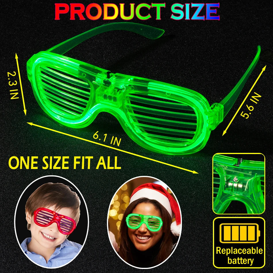 12/25 PCS LED Light Up Glasses 5 Colors Glasses Glow in The Dark