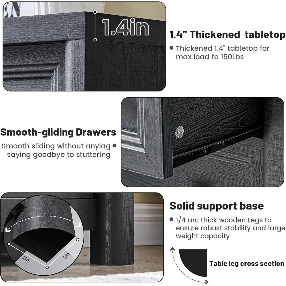 Rustic wood Farmhouse Buffet Cabinet with Drawers, & 4 Doors