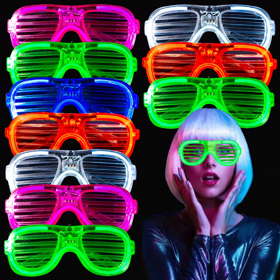 12/25 PCS LED Light Up Glasses 5 Colors Glasses Glow in The Dark