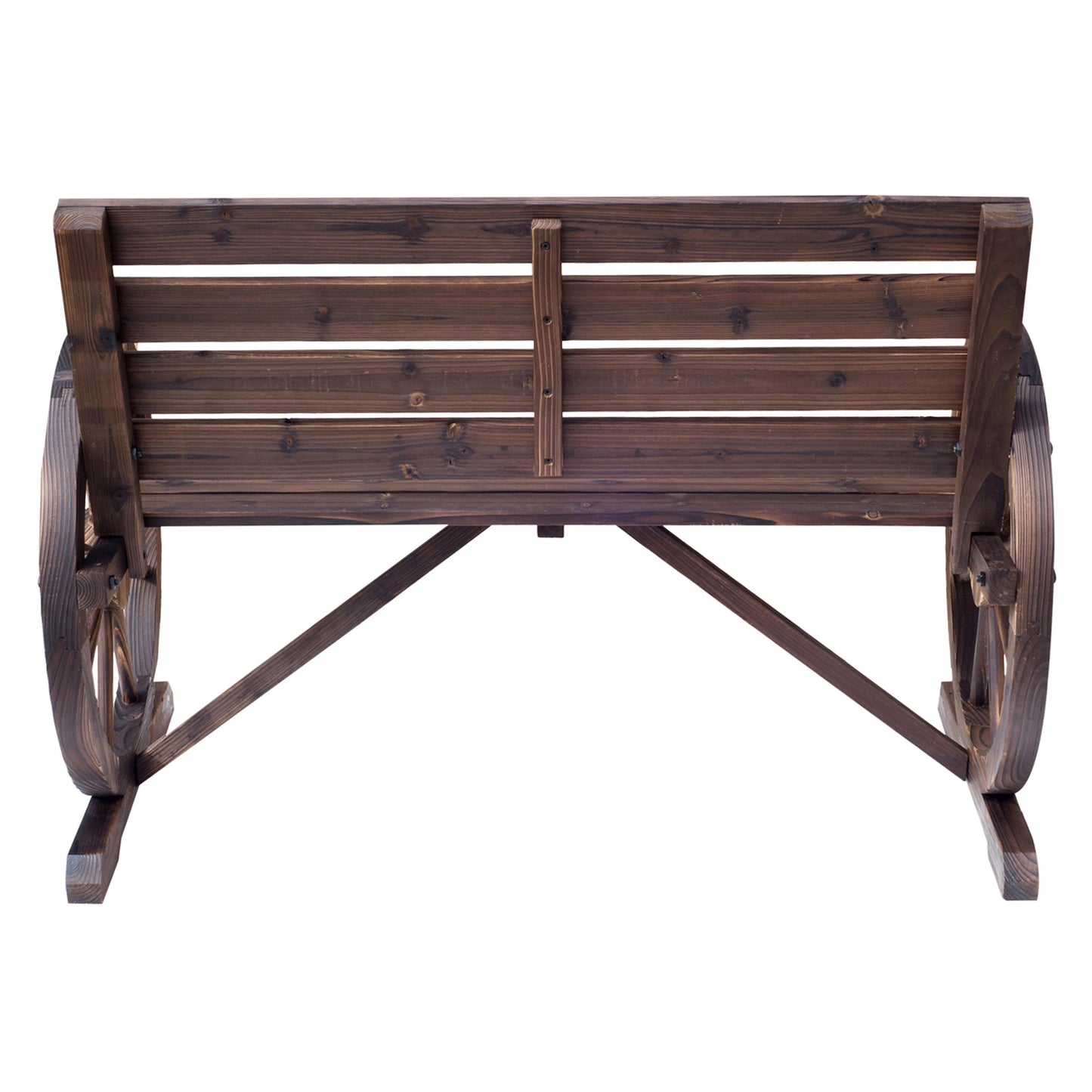 Wooden Wagon Wheel Bench, Chair Loveseat, and Carbonized