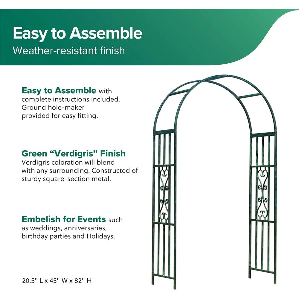 Kensington Garden Arch – 45" Wide x 82" High, Metal Arbor Trellis