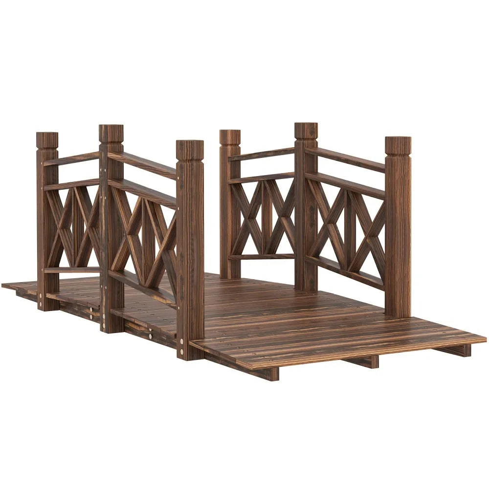 5 ft. Garden Bridge with Safety Handrails Backyard Bridge
