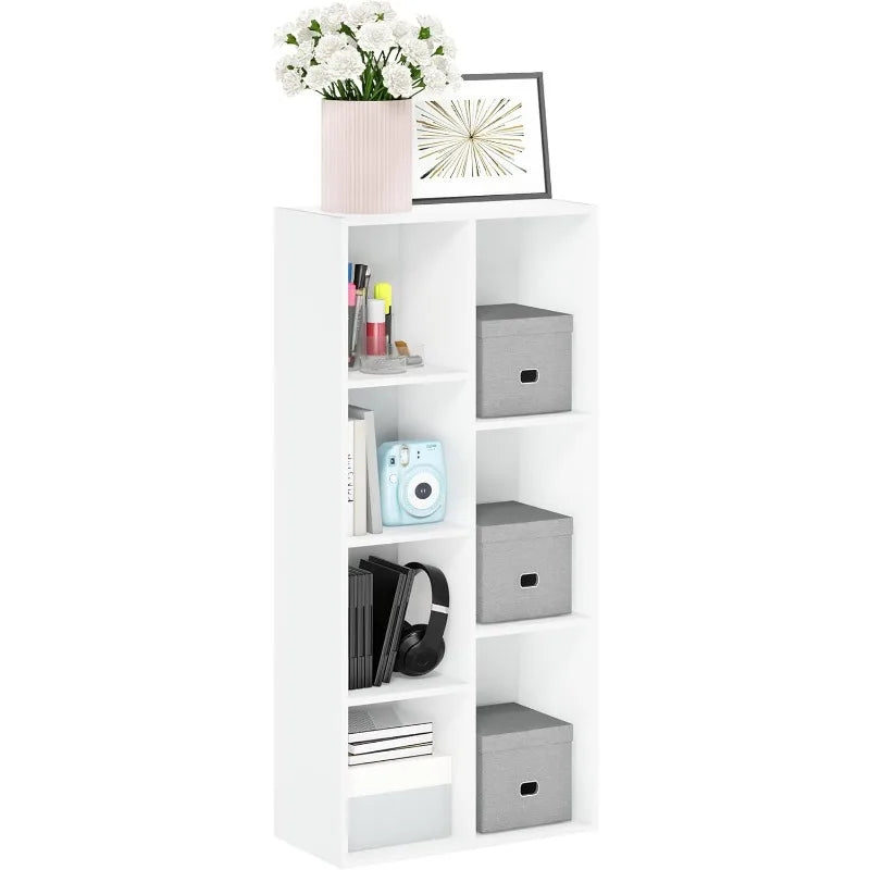 Bookcase, Book  Storage , 7-Cube, White