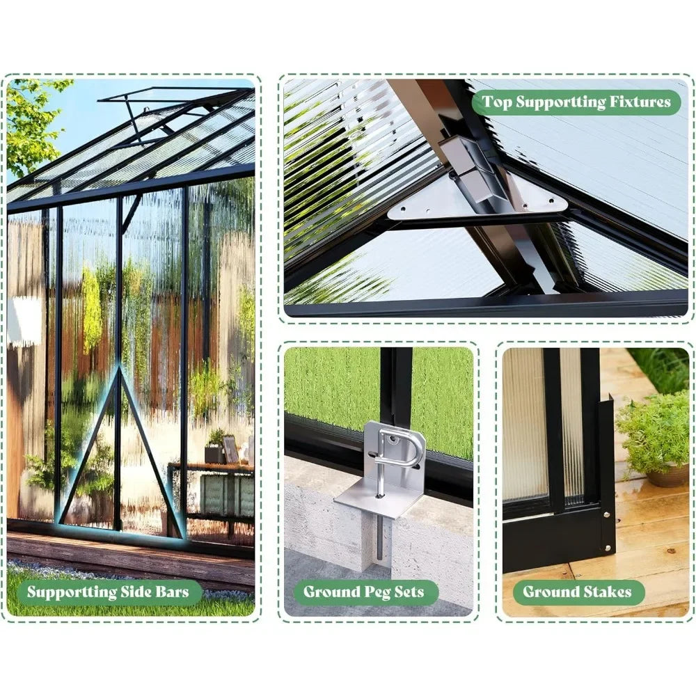8x12x7.5 FT Greenhouse with, 2 Swing Doors.