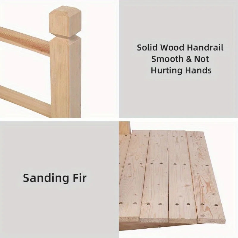5 ft. Wooden Bridge Stained Finish Yard Decor