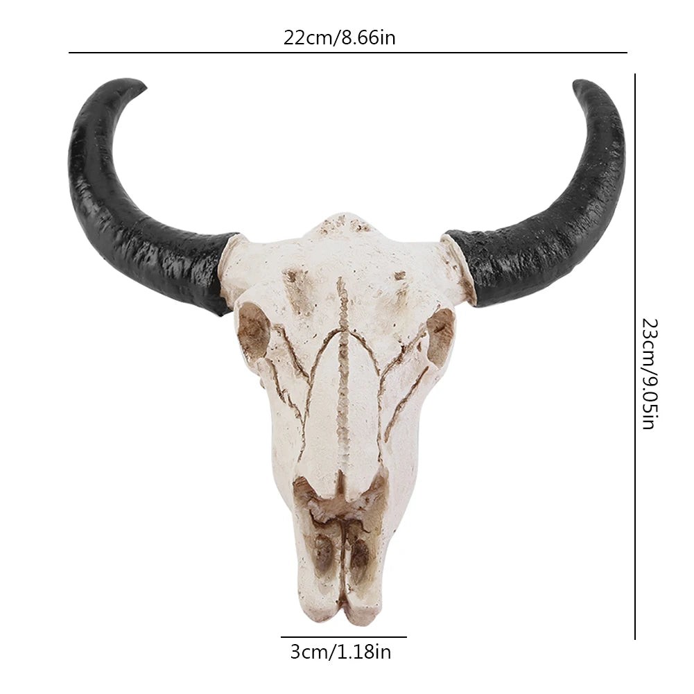 Longhorn Cow Skull Head Ornament Wall Hanging 3D Animal Statue