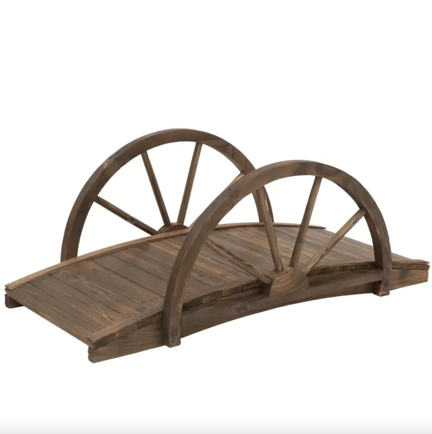 Wooden Garden Bridge Arc Stained Finish