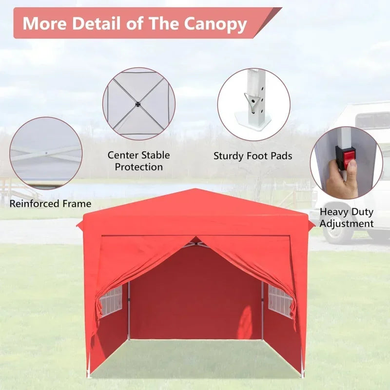 Easy Up 10X10 Gazebo with 4 Removable Sidewalls & 2 Windows.