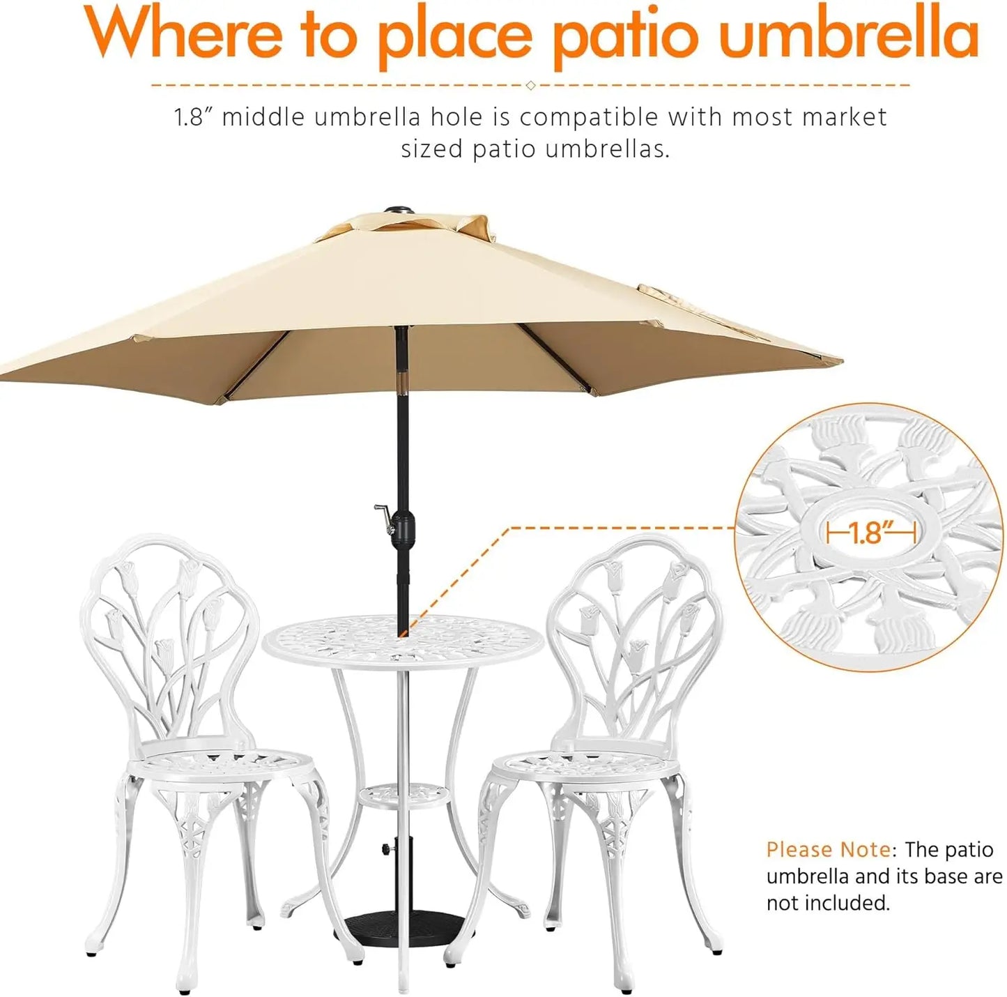 3-Piece Outdoor Bistro Set Cast Aluminum Table and Chairs