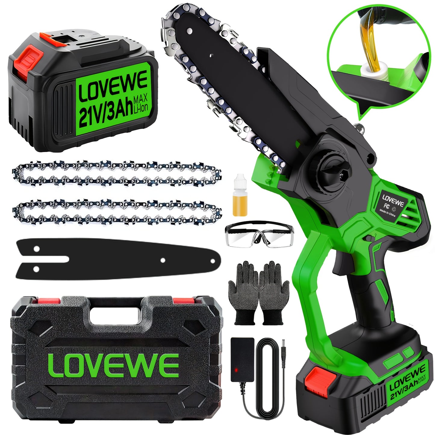 Mini Chainsaw Cordless, 6 Inch Handheld Chain Saw with 3.0Ah Battery