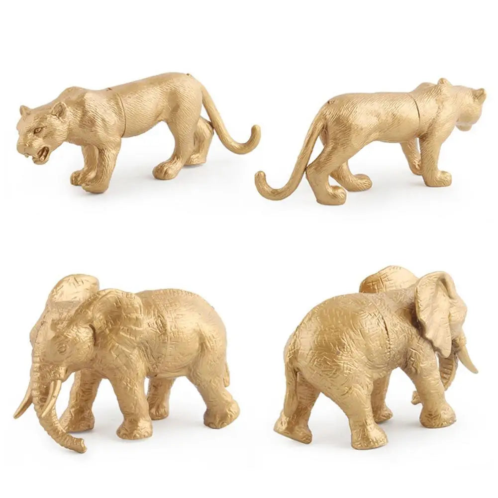 7pcs Gold Version Simulation Wildlife Park Artificial Animal Model Toys