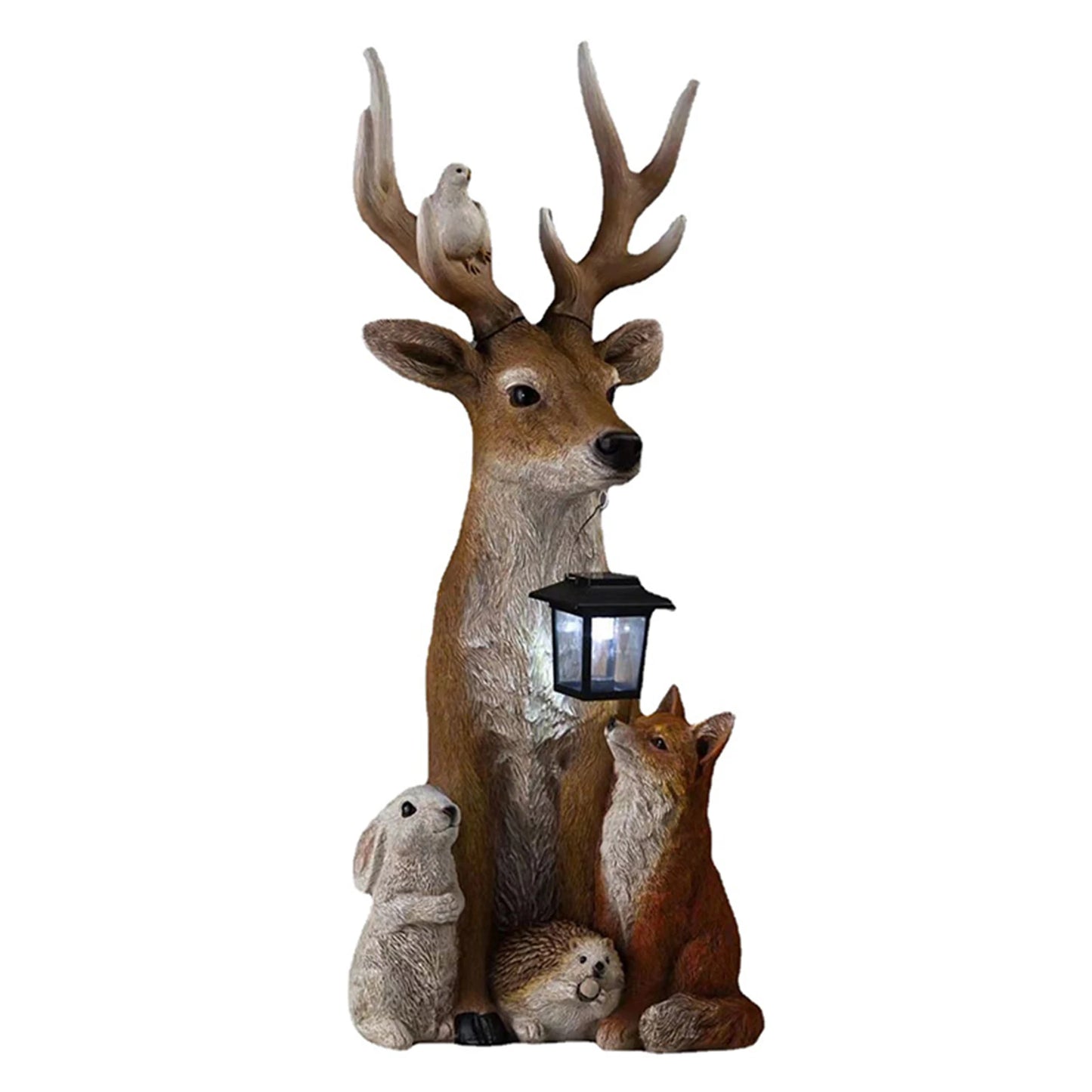Deer Statue, Solar Light, Hand Painted, Animal Decoration.