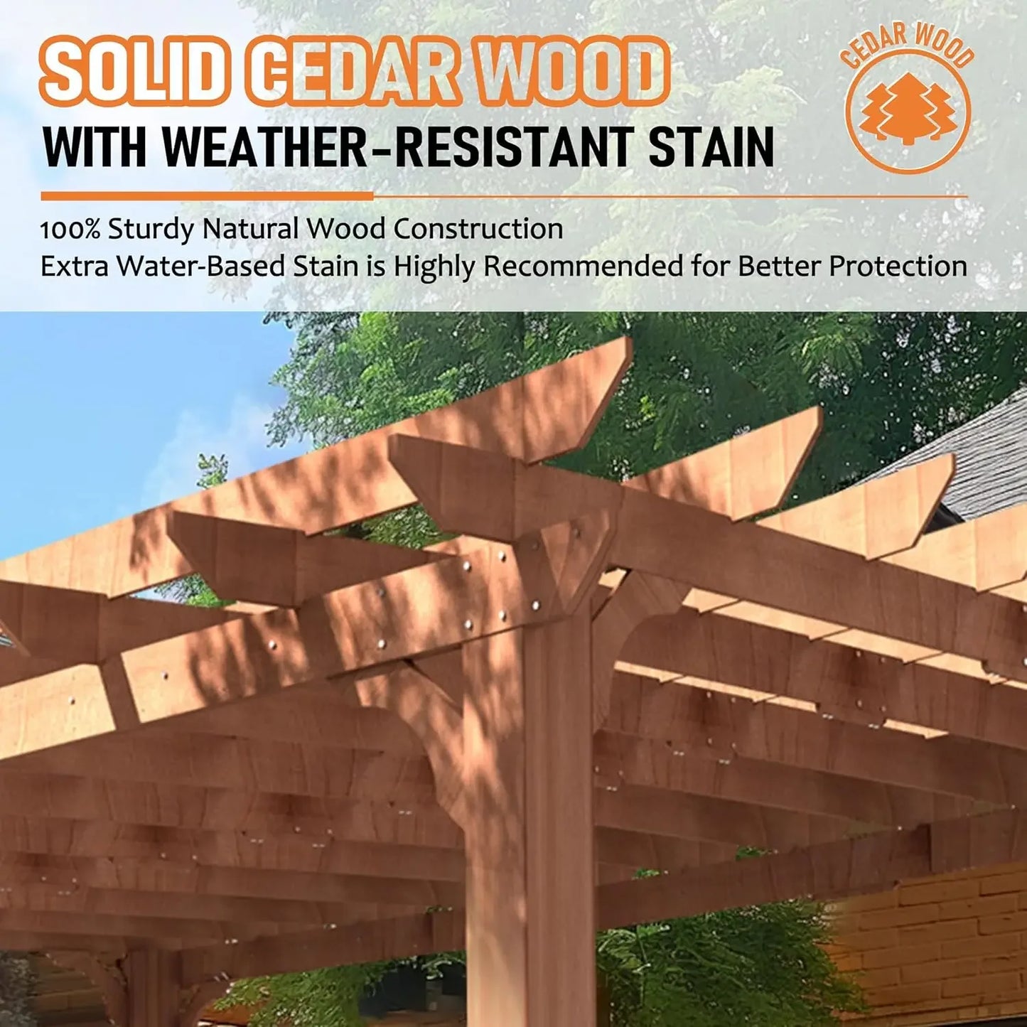 12 x16 FT Wooden Pergola, Cedar Wood Gazebo