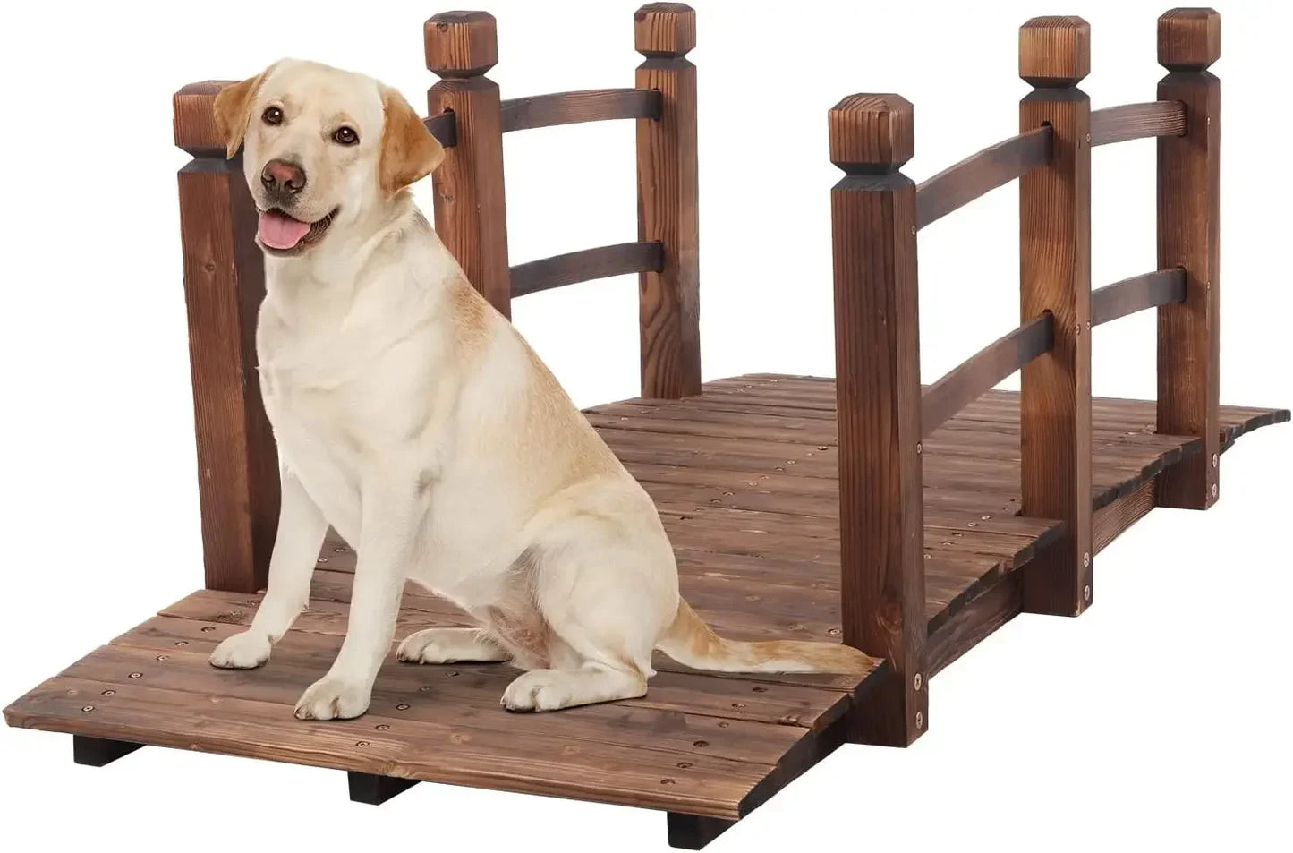 5 ft. Garden Bridge, Classic Wooden Arch Stained Finished Footbridge