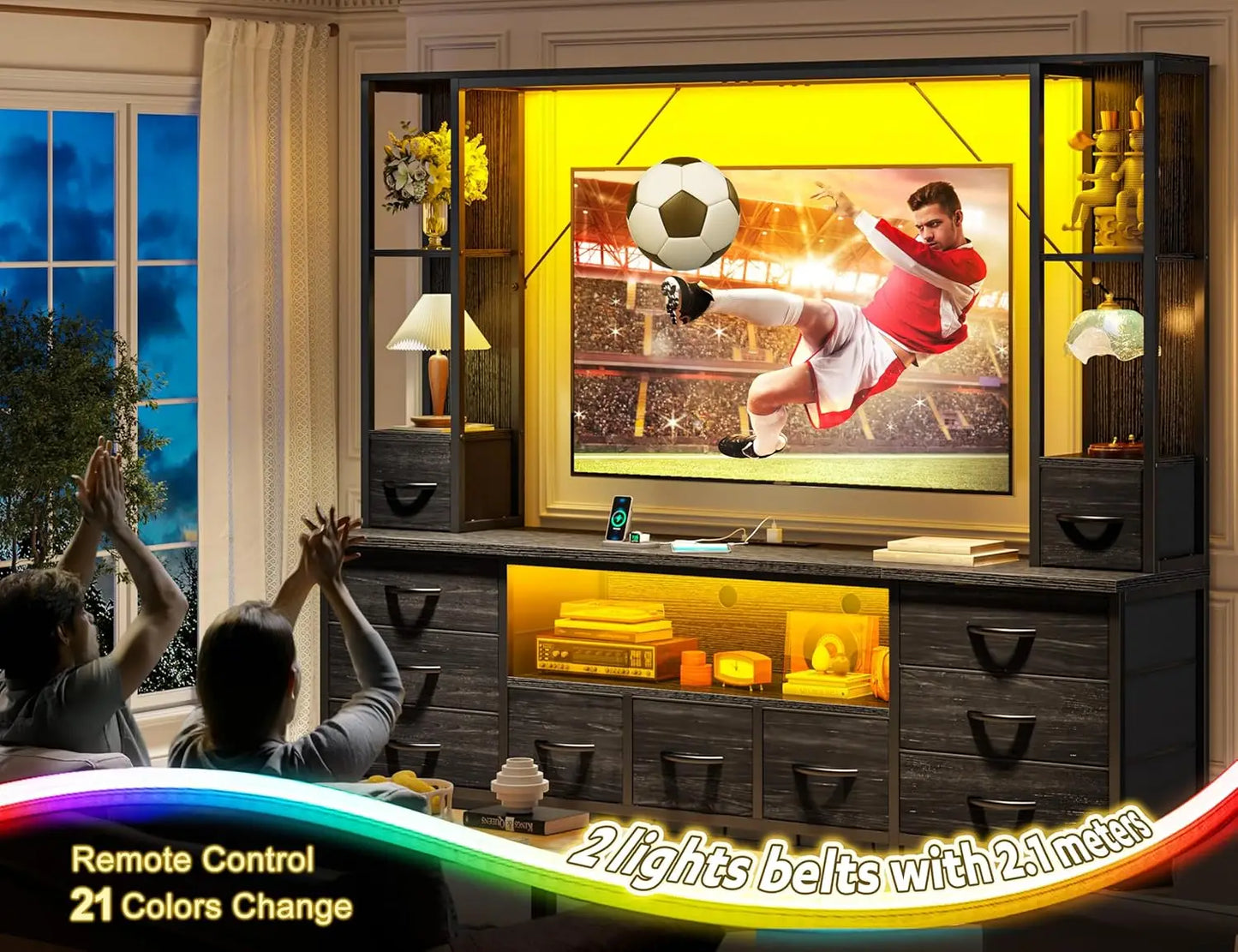 TV Stand 65" for Living Room, Wall Unit Entertainment Center.