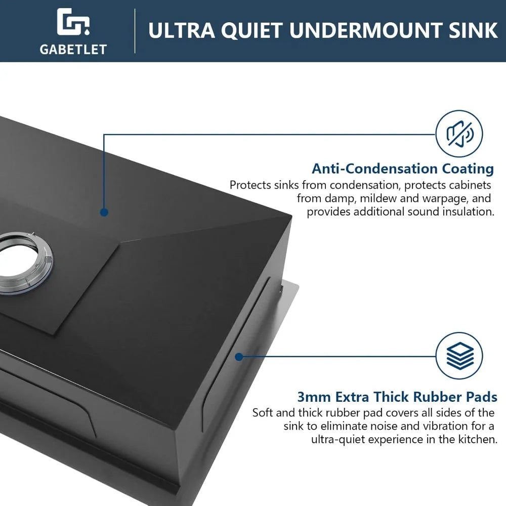 Undermount Kitchen Sink,30 Inch, Single Bowl Stainless Steel.