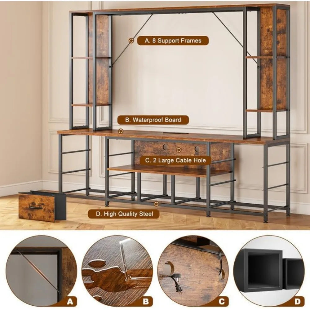 TV Stand 65" for Living Room, Wall Unit Entertainment Center.