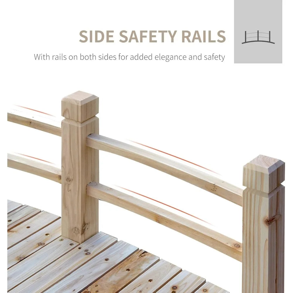 Garden Bridge 5 FT, with Double Safety Railings, Classic Arc Footbridge