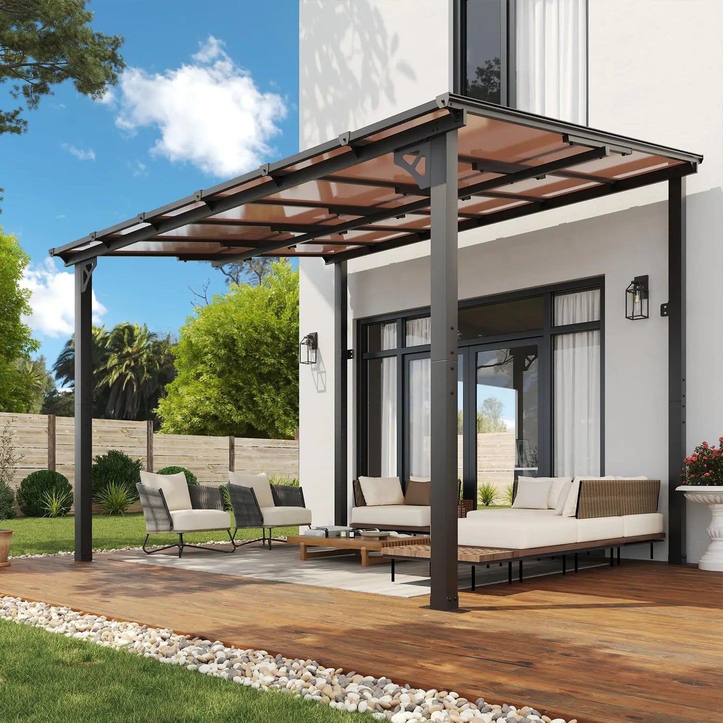 10' x 12'  Wall-Mounted Heavy Duty Awnings, for Backyard, Deck, Patio