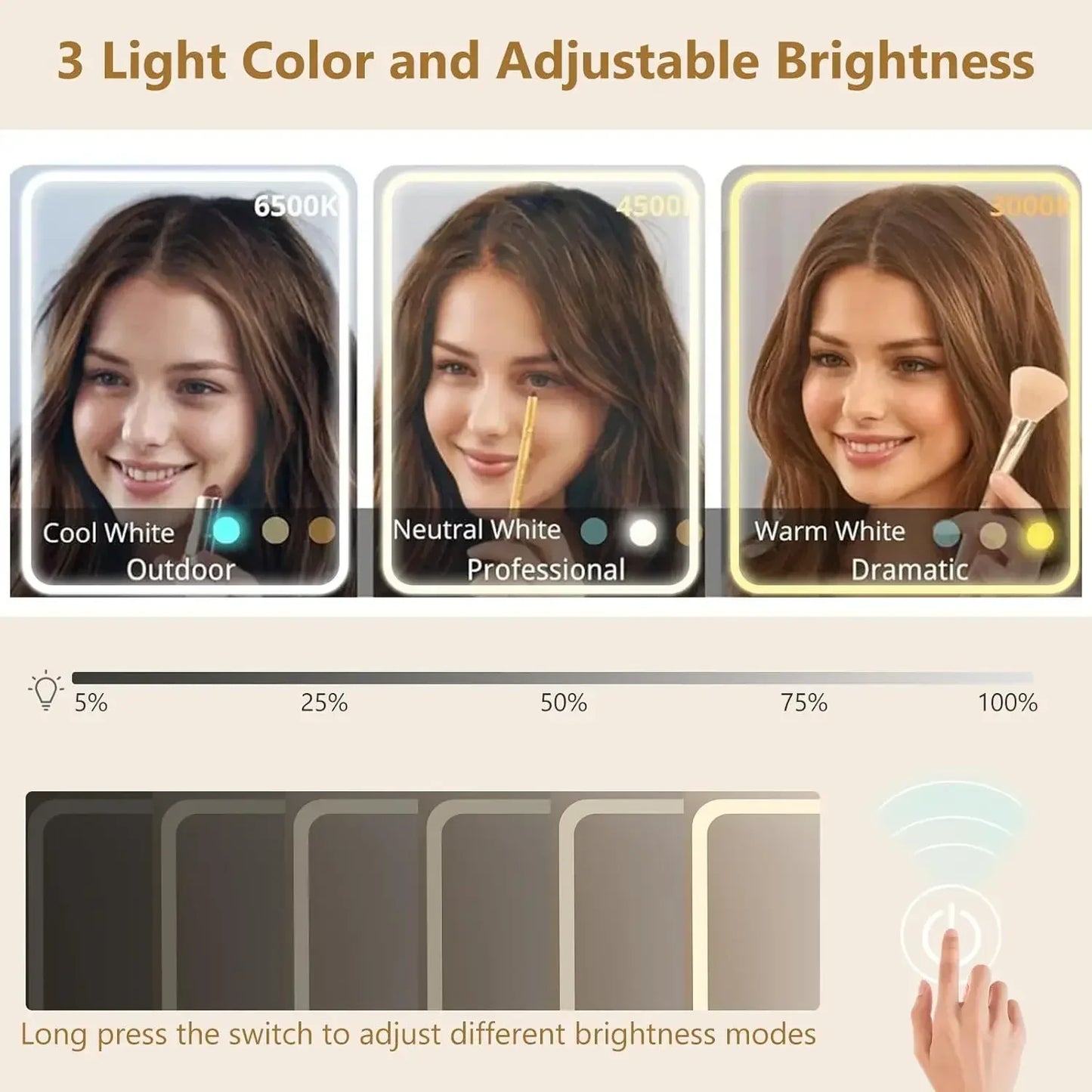 47" Vanity make up desk  with Mirror and Lights, LED,  with Drawers