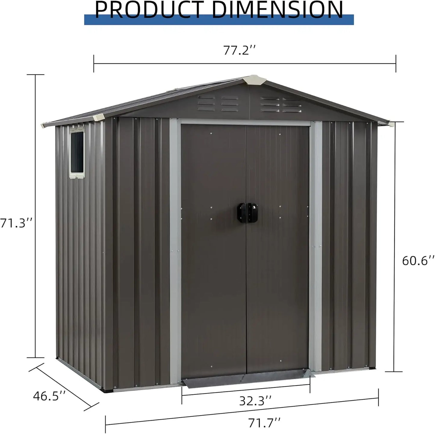 6x4 FT Outdoor Garden Storage Shed, Waterproof Double Door