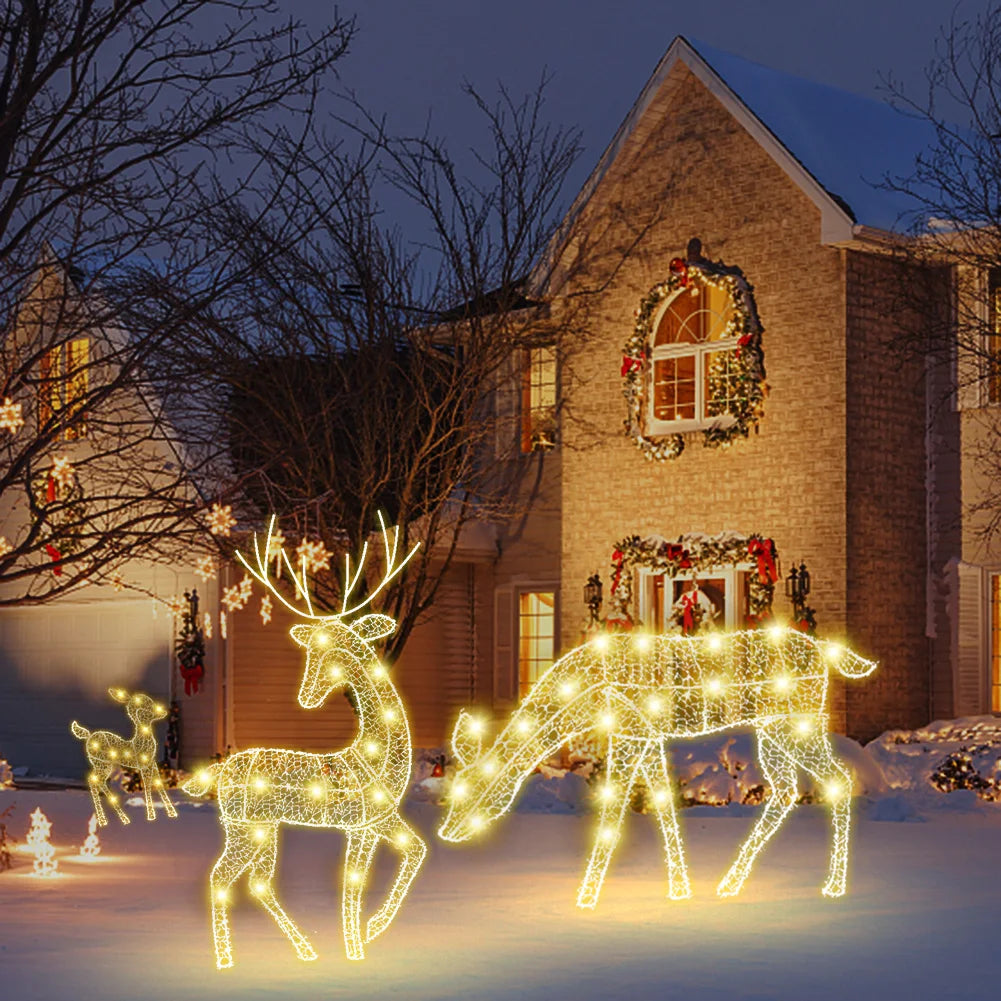 Reindeer Ornaments Battery Powered Iron Art Reindeer Yard Ornament
