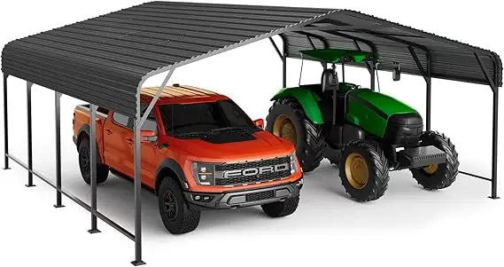 20x20ft metal carport with reinforced base and galvanized steel roof