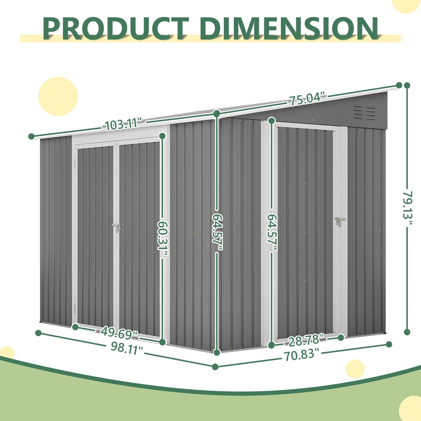 6 x 8 FT Metal Outdoor Storage Shed, Garden Tool Storage House Gray