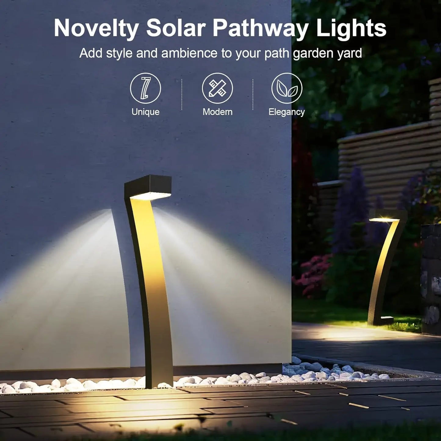 6Pack Bright Solar Outdoor Lights Pathway, 12 Hours Solar Garden Lights,