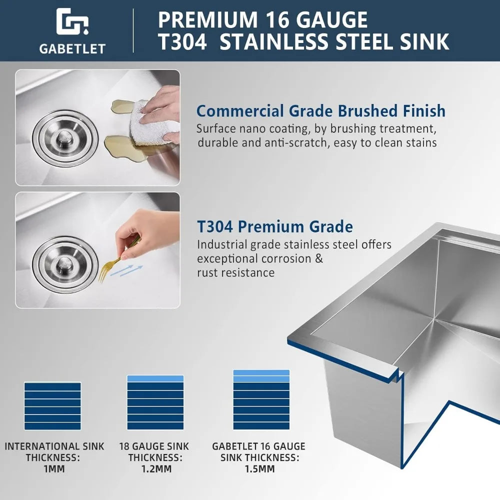 Undermount Kitchen Sink,30 Inch, Single Bowl Stainless Steel.