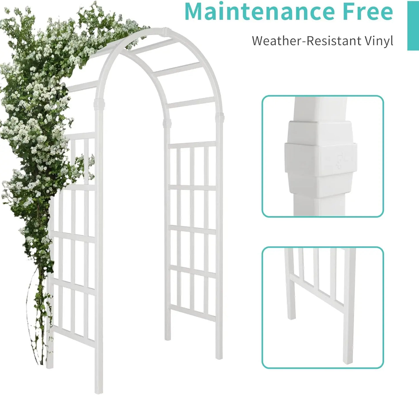 Vinyl Garden Arbor, PVC  Trellis for Climbing Plants Outdoor