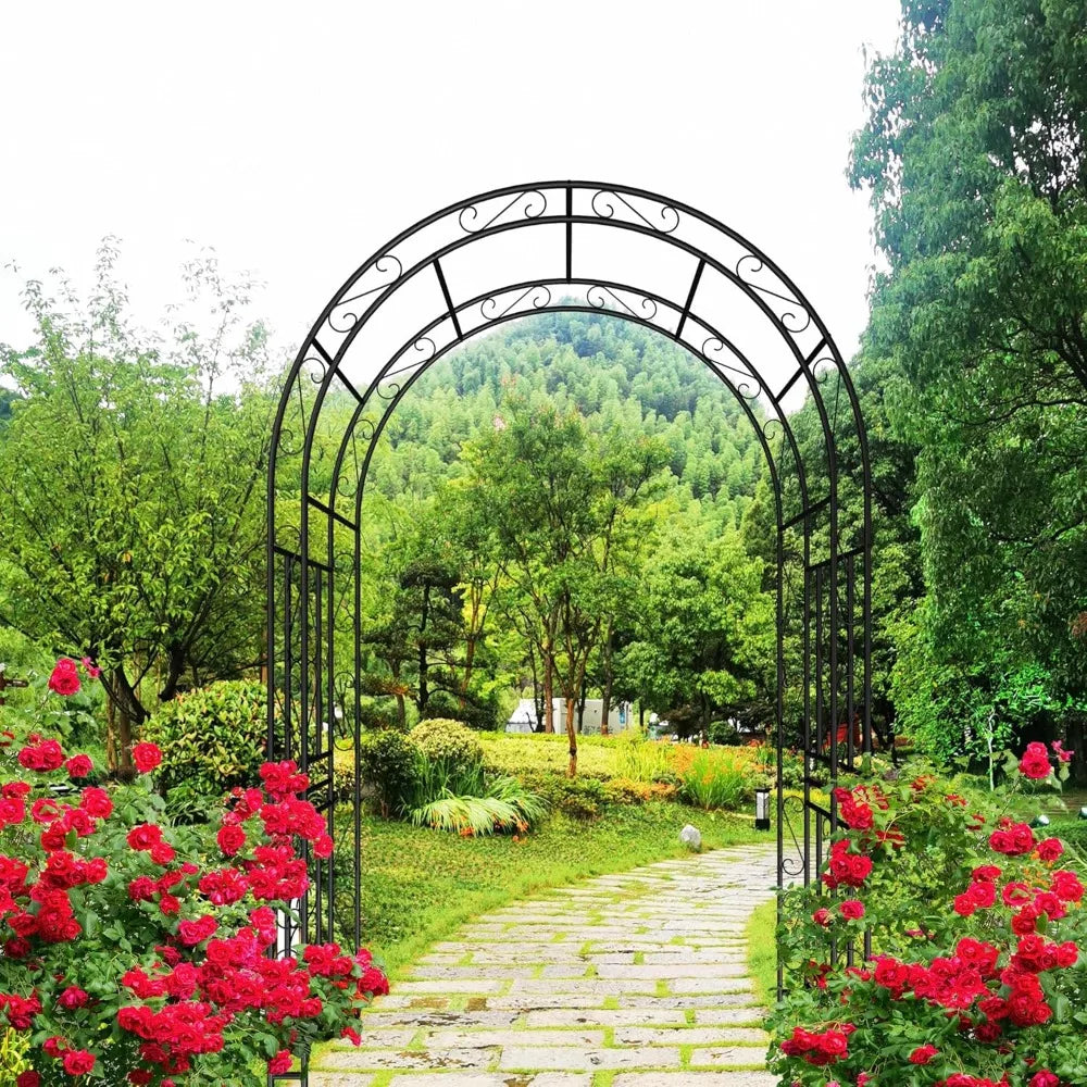 Metal Garden Arch 90.55" High Garden Arbor Trellis Climbing Plants