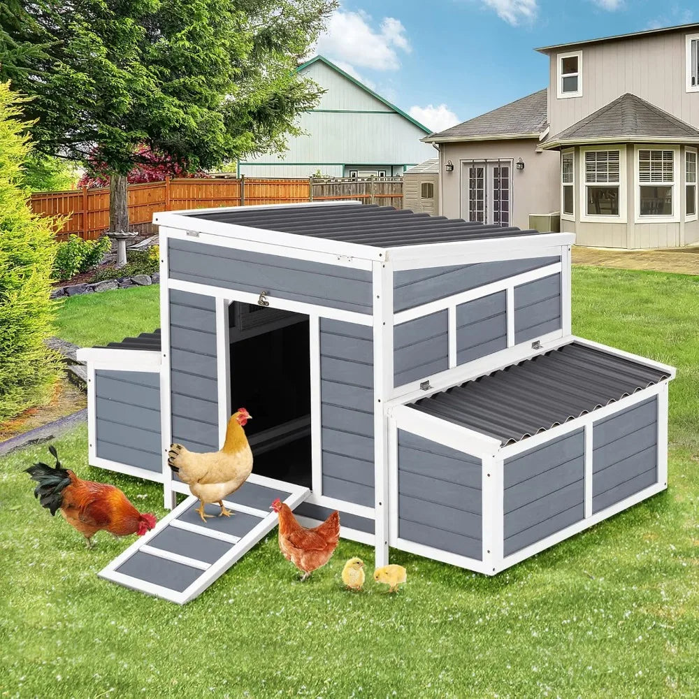Chicken Coop, 56" Large Wooden Chicken Hutch with 6 Nesting Boxes.
