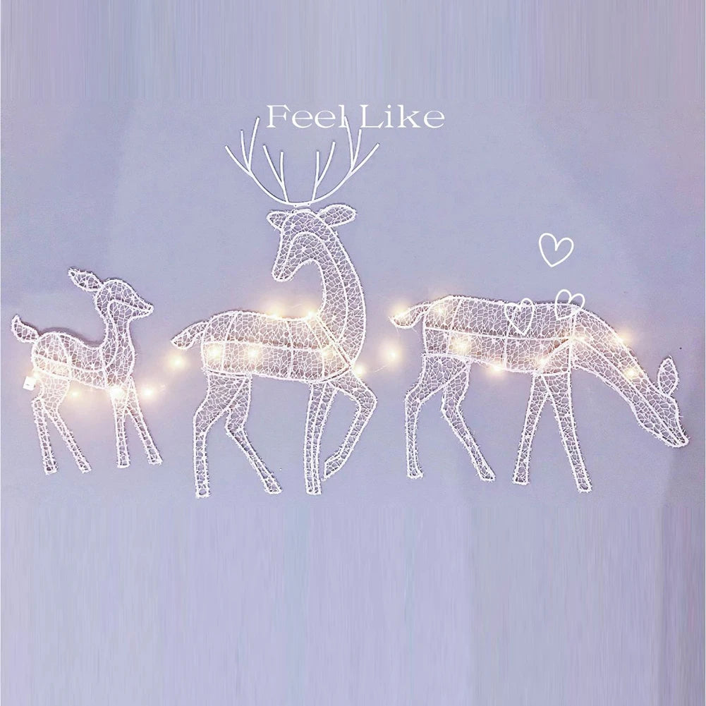 Reindeer Ornaments Battery Powered Iron Art Reindeer Yard Ornament