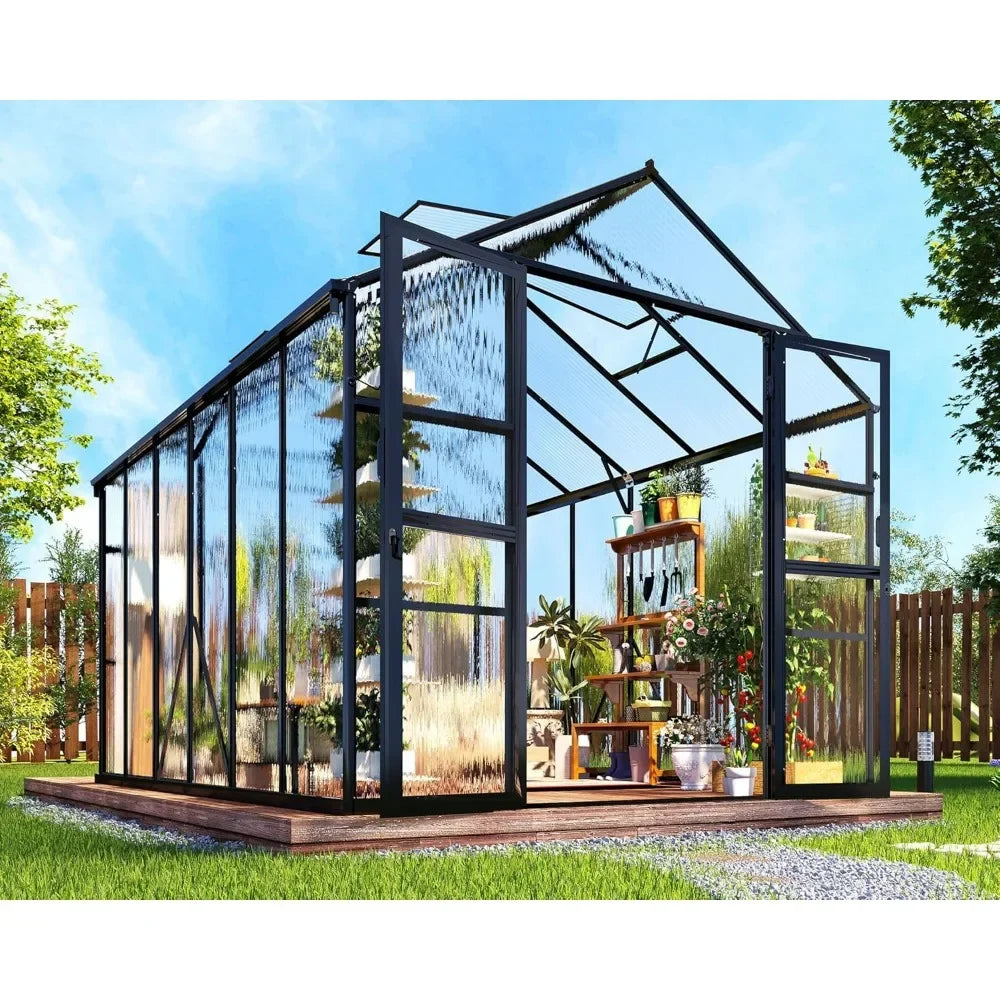 8x12x7.5 FT Greenhouse with, 2 Swing Doors.