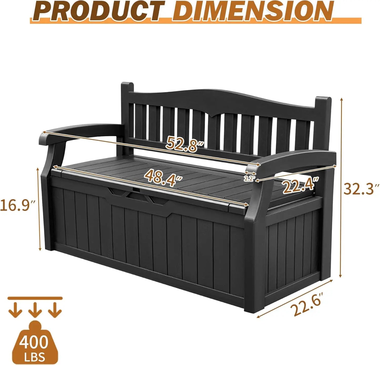 80 Gallon Storage Bench Deck Box Lockable for Patio Furniture