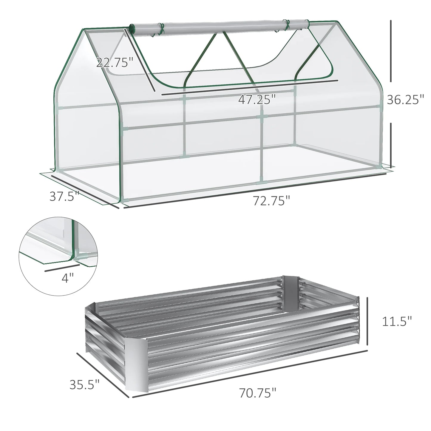 Steel Raised Garden Bed Planter Box Kit  Greenhouse