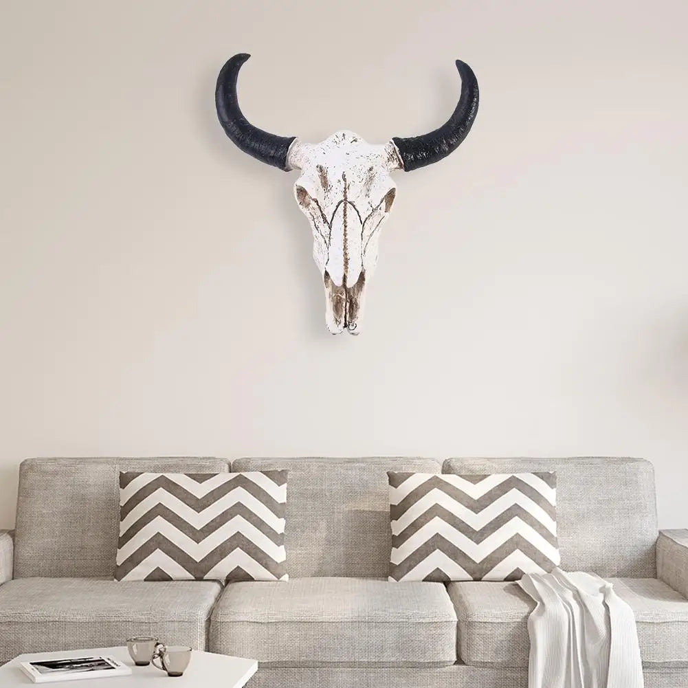 Longhorn Cow Skull Head Ornament Wall Hanging 3D Animal Statue