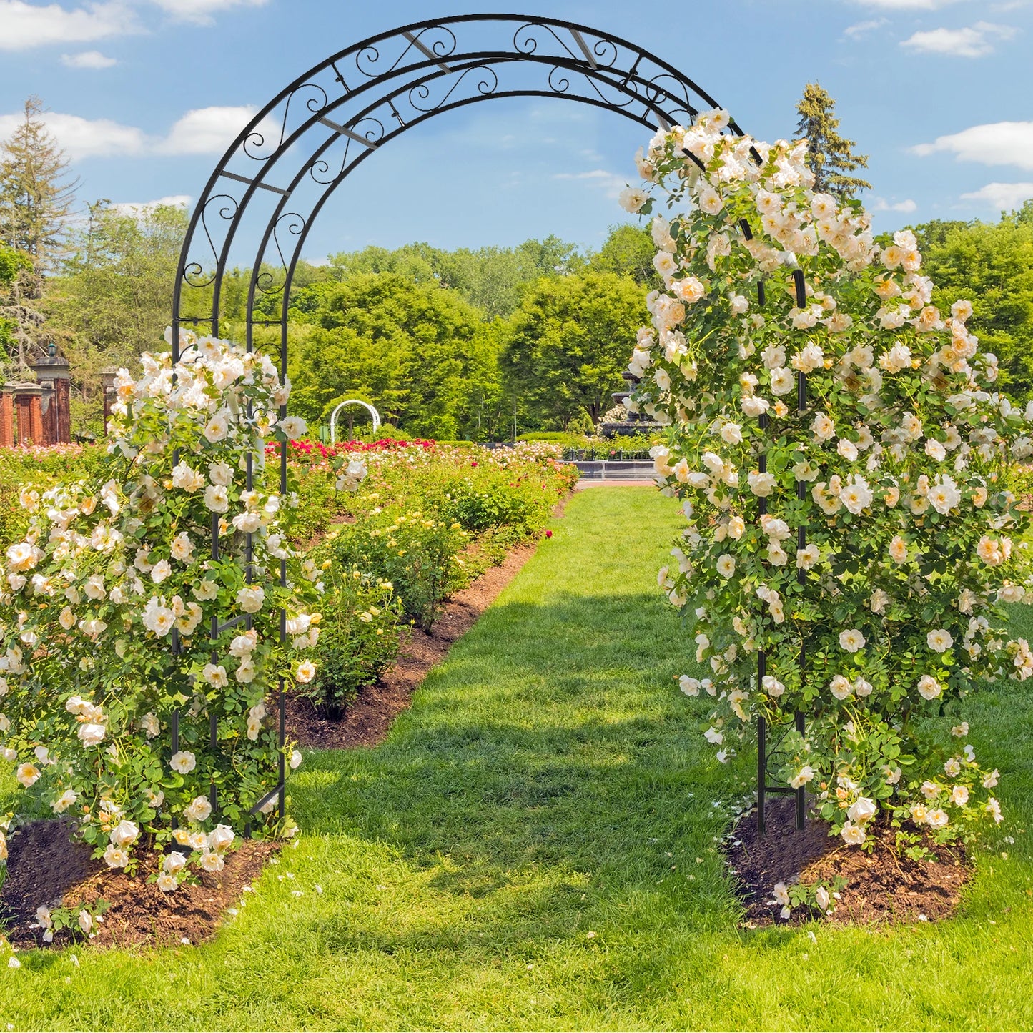 Double Layer Iron Art Arc Top Iron Arch Black