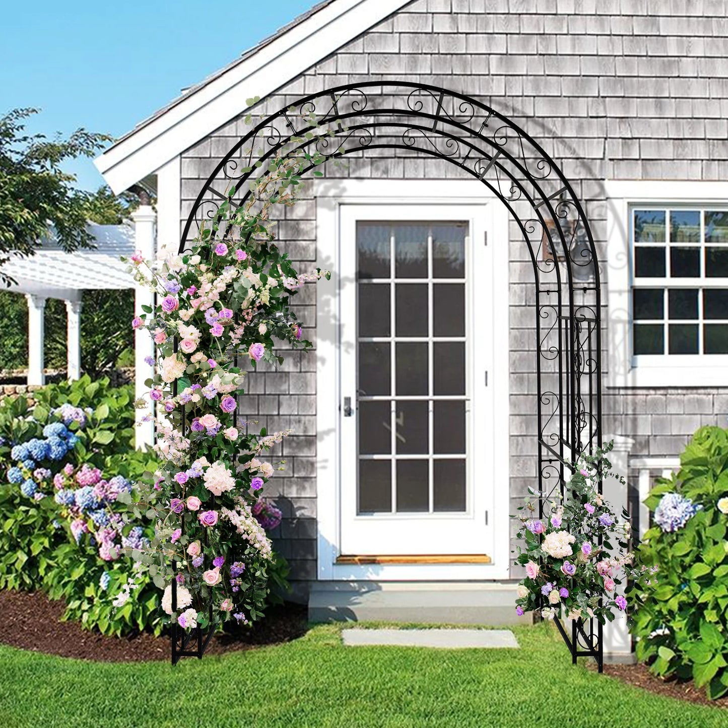 Double Layer Iron Art Arc Top Iron Arch Black